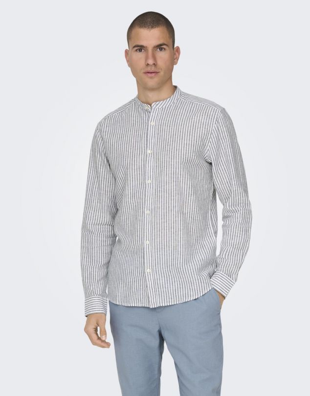 CAMISA DE CUELLO MAO DE RAYAS DE HOMBRE DE ONLY&SONS