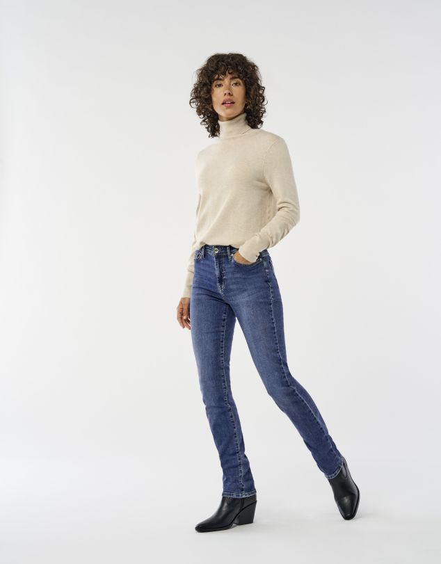 VAQUERO AZUL DE CORTE SLIM DE CINTURA MEDIA DE MUJER DE ONLY