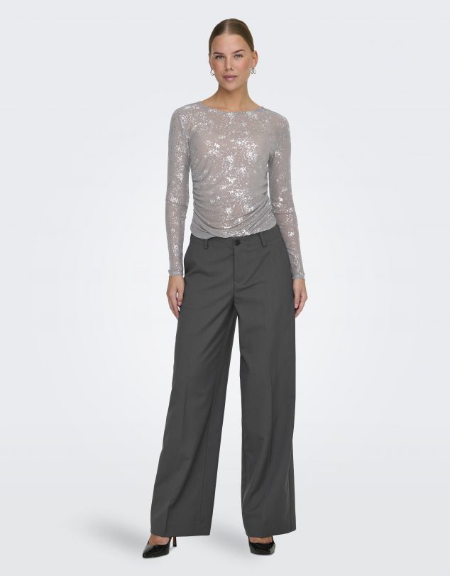 PANTALON GRIS RECTO DE TELA DE MUJER DE ONLY