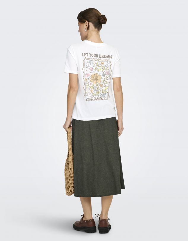 CAMISETA DE MANGA CORTA CON DIBUJO EN EL PECHO Y EN LA ESPALDA DE MUJER DE ONLY