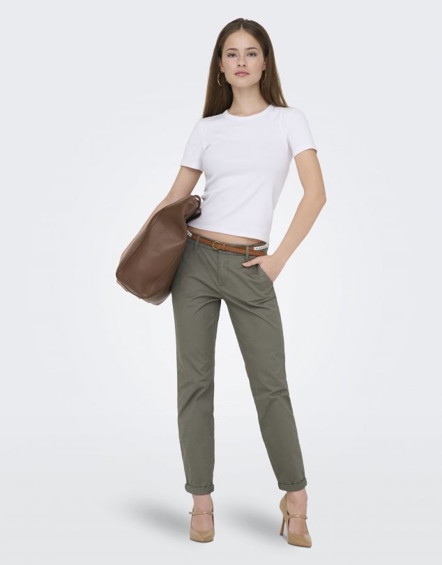 PANTALON TIPO CHINO CON CINTURON DE MUJER DE ONLY
