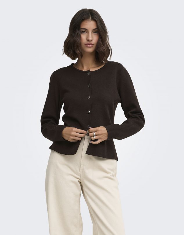 CHAQUETA DE PUNTO CON CIERRE CON BOTONES EN DORADO DE MUJER DE JACQUELINE DE YONG