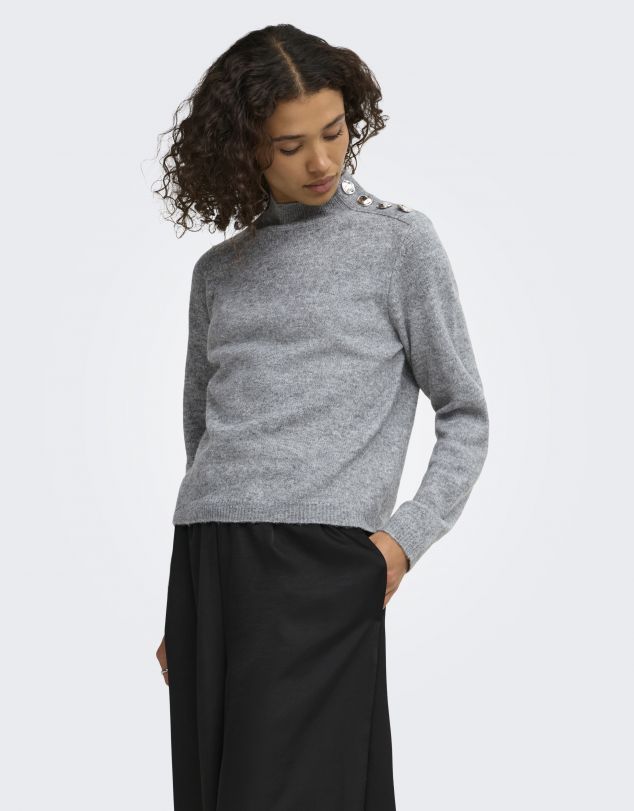 JERSEY DE CUELLO ALTO CON DETALLE DE BOTONES EN UN HOMBRO DE MUJER DE JACQUELINE DE YONG