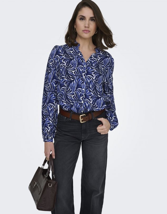 BLUSA ESTAMPADA DE VISCOSA CON MANGA ABULLONADA DE MUJER DE ONLY