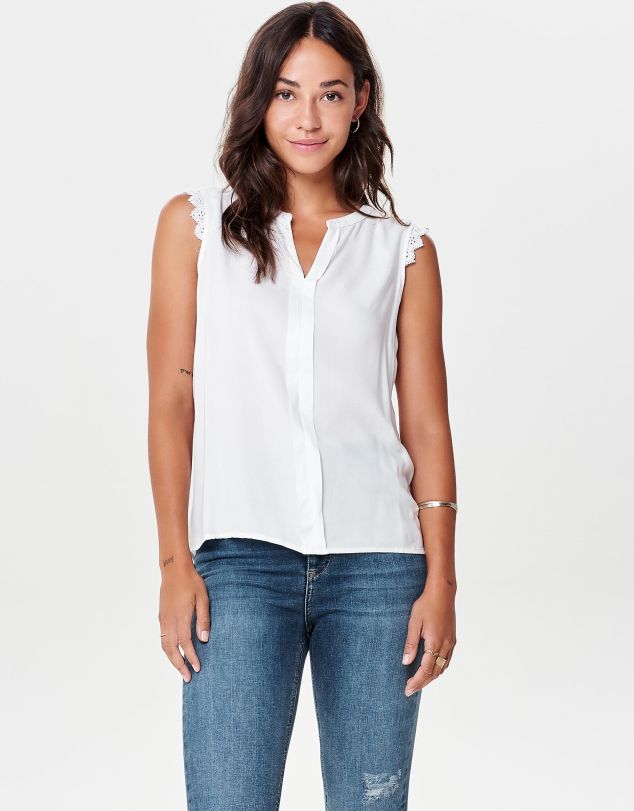 BLUSA BLANCA DE MANGA CORTA DE MUJER DE ONLY