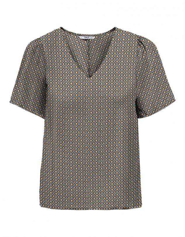 BLUSA ONLALMA LIFE POLY S/S V-NECK TOP AOP PTM